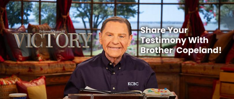 Kenneth Copeland in Studio smiling directly at the camera, ready to read testimonies sent by his Partners
