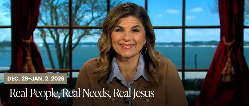 Kellie Copeland in studio teaching about Real Needs, Real People and a Real Jesus