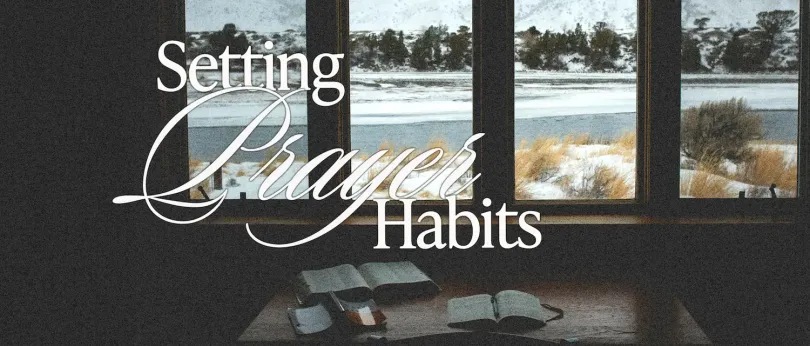 Start New Year prayer habits with a serene winter view, open Bible, and journal for reflection and spiritual growth.